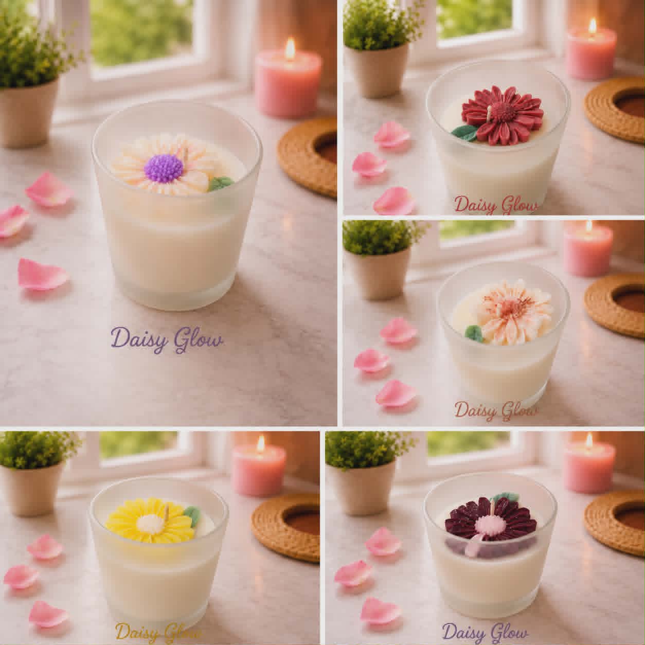 Daisy Glow – Handgjort doftljus med elegant blomsterdesign